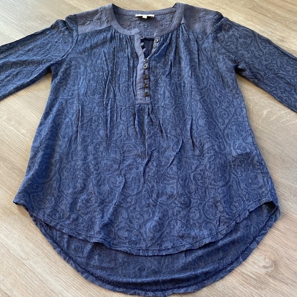 Lucky Brand Blue Lace Peasant Top Size XS - Picture 14 of 16